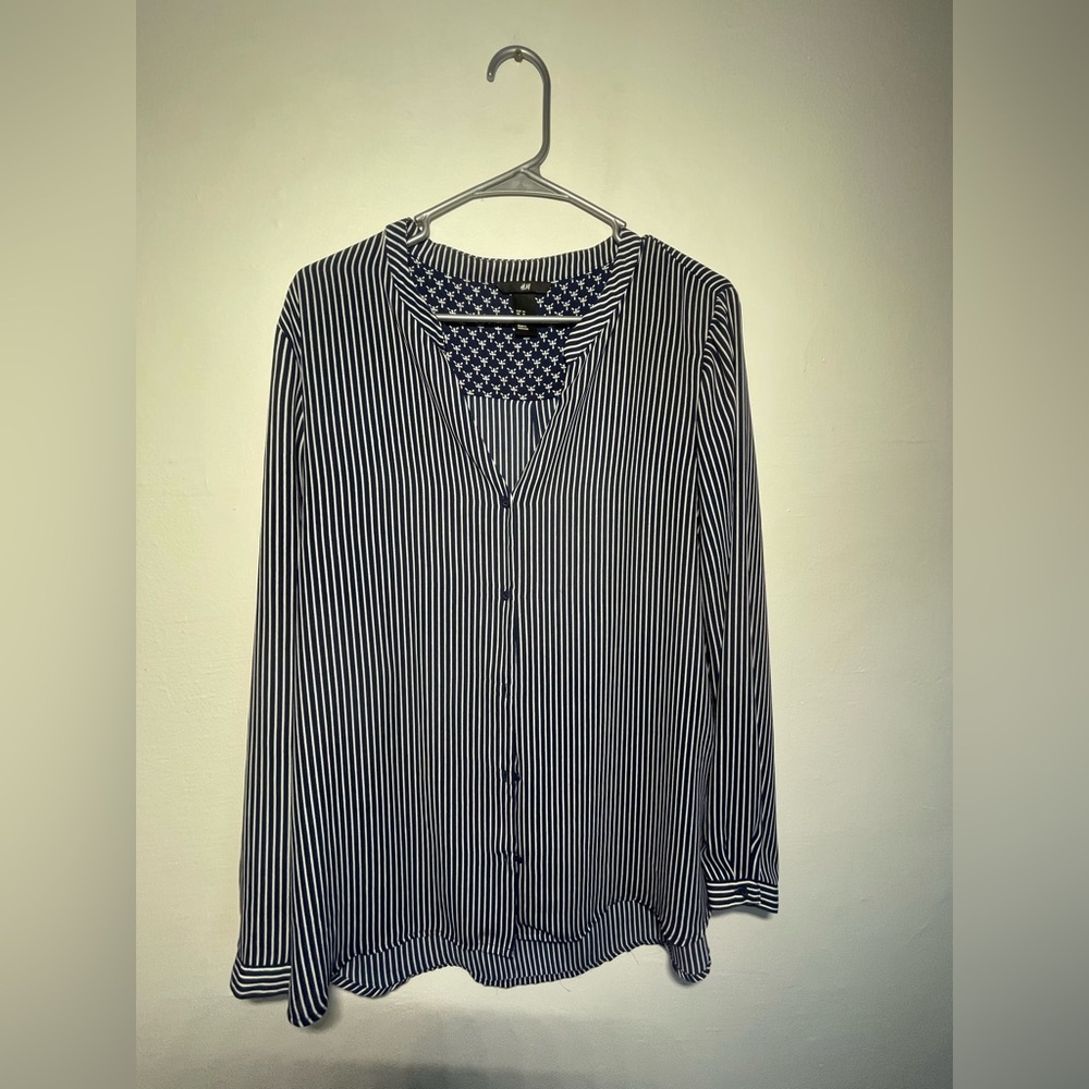 H&M Black and White Striped Button Down Shirt